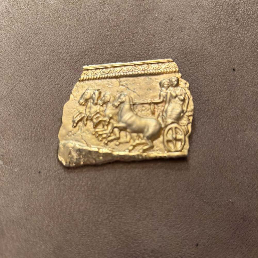 Vintage Greek Rome Storyteller 800 Continental Silver Gold Wash Pin Brooch